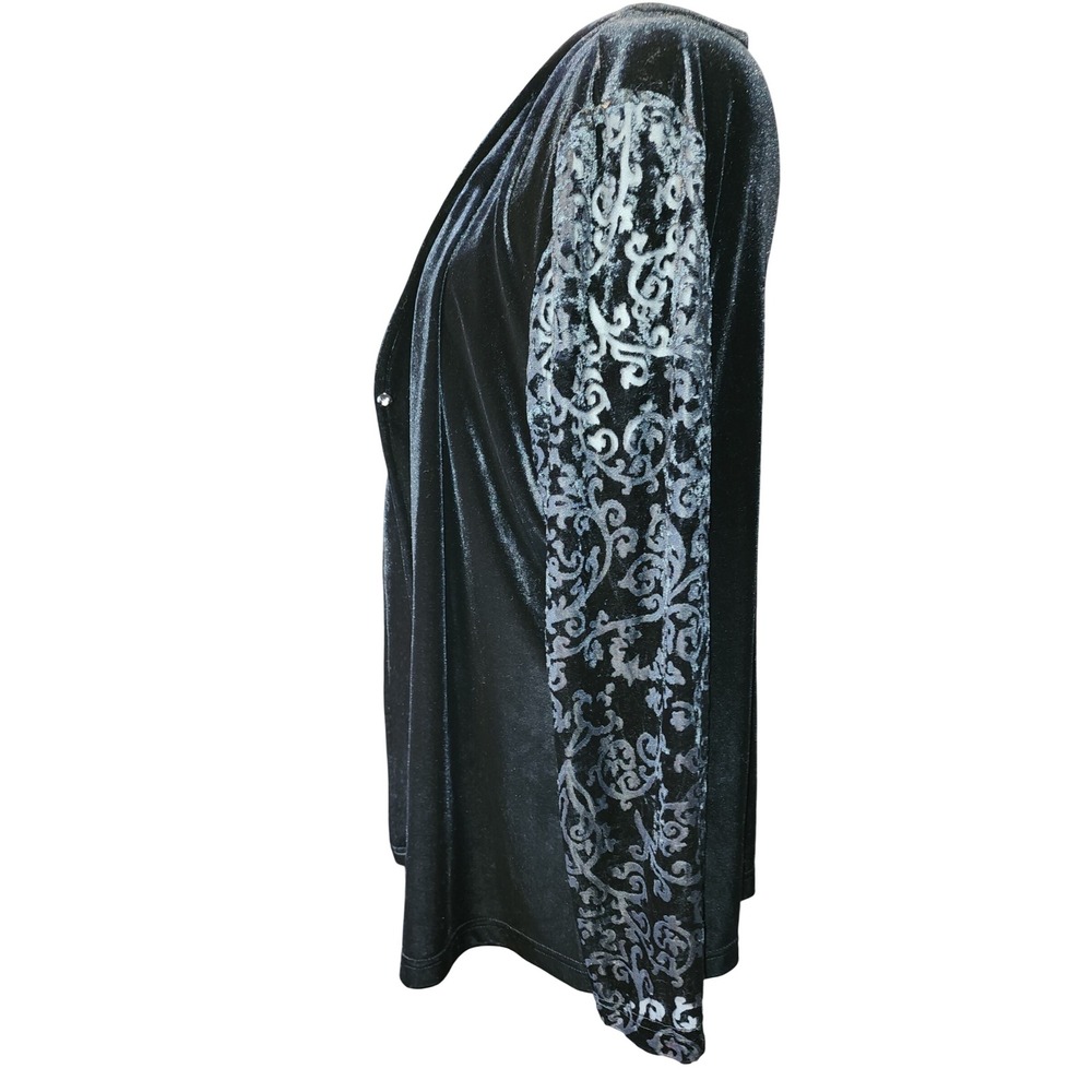 Black Burnout Velvet Cardigan and Tank Set Damask Scroll Whimsigoth Y2K - Picture 2 of 12